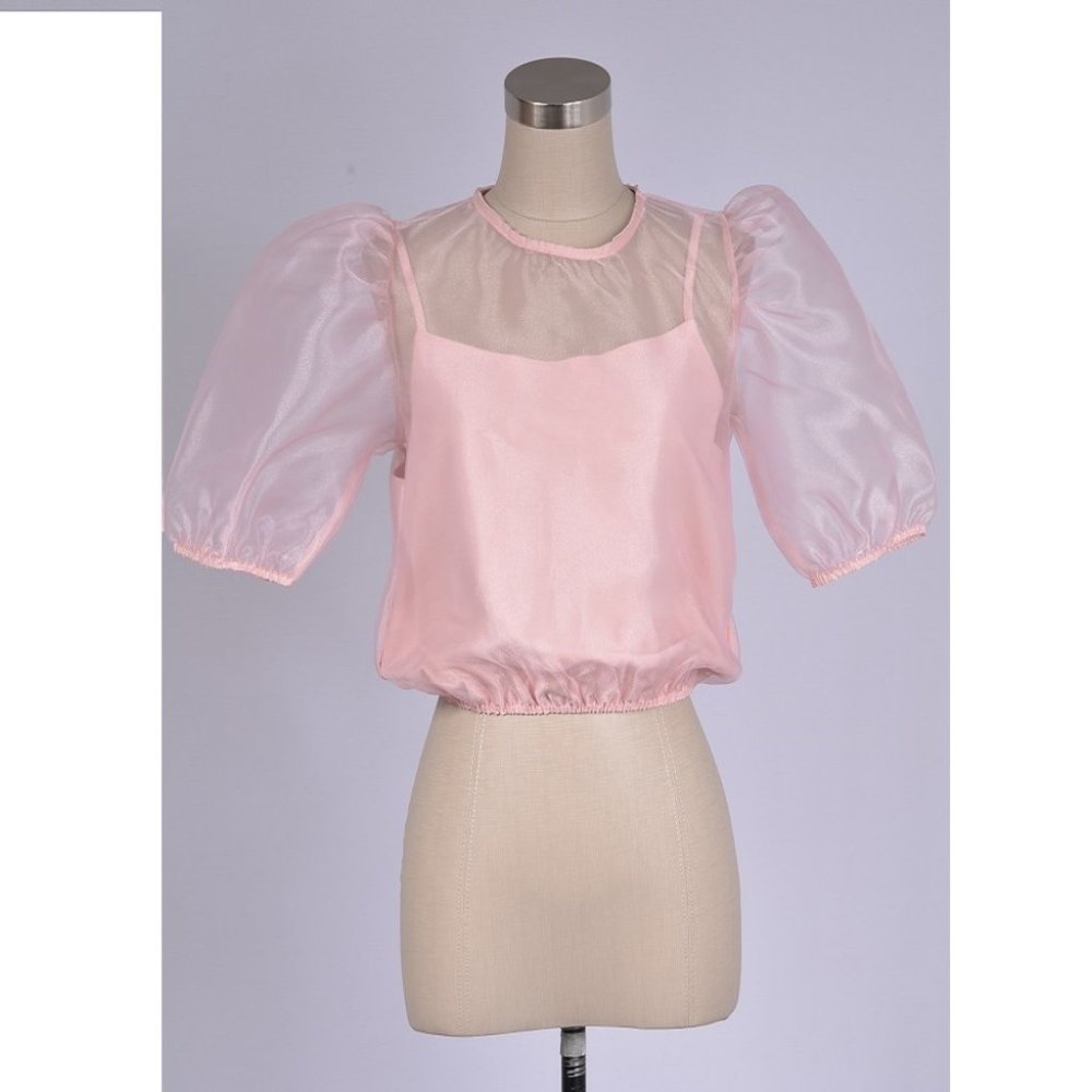ORGANZA PUFF SLEEVE TOP
